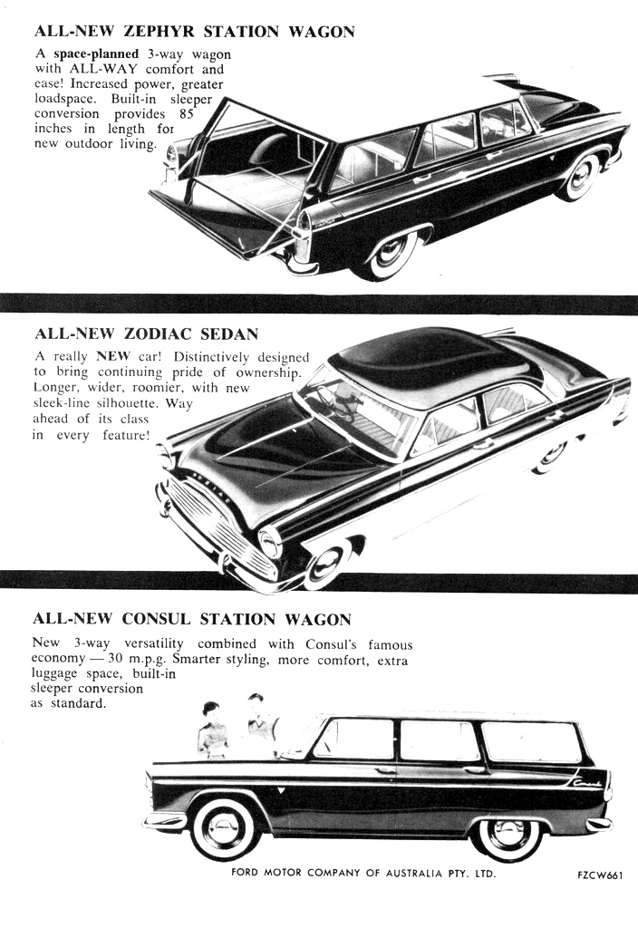 1959 Ford Consul Zephyr Sedan & Wagons Zodiac Sedan